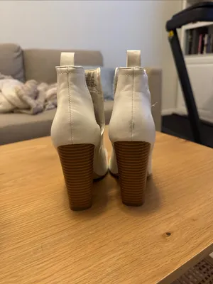 JustFab White Croc-Embossed Pointed Toe High Heel Ankle Boots thumbnail 4