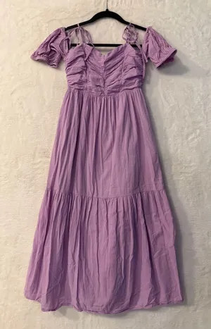 Universal Threads Lavender Purple Tiered Maxi Dress Womens XS Smocked Puff Sleeve thumbnail 1