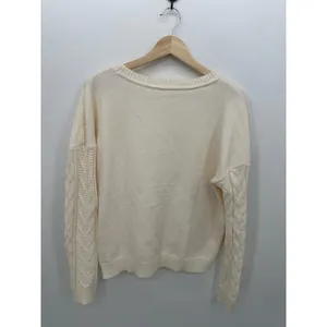 Cyrus Cream Cable Knit Sweater Women M Chunky Cozy Classic Heritage Quiet Luxury thumbnail 2
