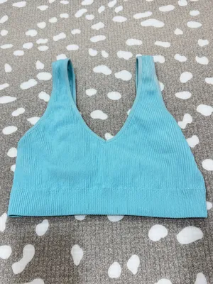 Aerie seamless padded bralette ribbed turquoise vneck tank thumbnail 5