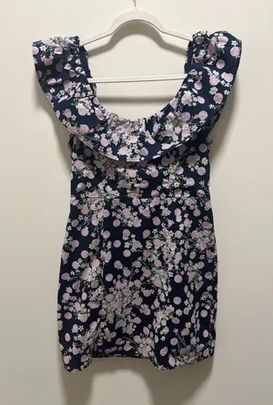 Free People Ruby Fiore Mini Dress Size 6 Navy Floral thumbnail 1