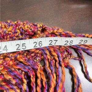 Handmade Hand Knit Triangle Fringe Shawl Wrap Multi Color Boho One Size thumbnail 9