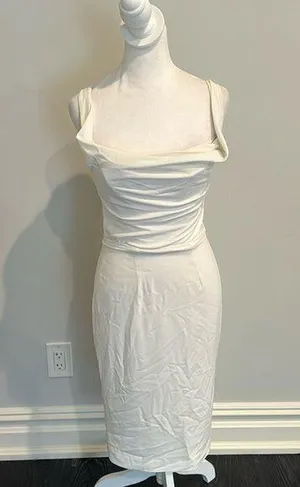 House of CB White Corset Top Flowy Bottom Maxi Dress thumbnail 1
