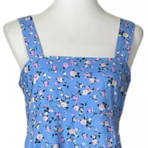 NWT Altar’d State Square Neck Tie Back Blue Pink Floral Dress, Medium thumbnail 3