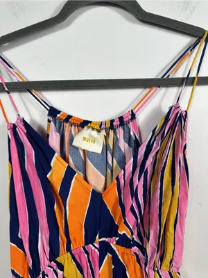 Anthropologie Maeve Jumpsuit Womens 6 Pink Orange Abstract Wide Leg‎ Strappy thumbnail 7