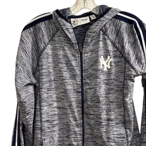 NY Yankees Genuine Merchandise 4her Women's Full Zip Hooded Jacket Blue‎ Size M thumbnail 2
