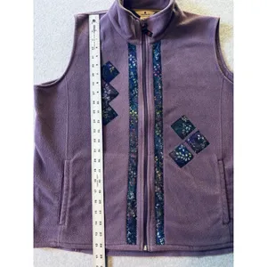 Woolrich Fleece Full‎ Zip Vest Purple Floral Patch Granny Cottagecore Women's XL thumbnail 6