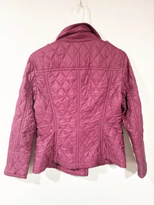 Burberry Brit Puffer Jacket Magenta Quilted Argyle Diamond Nova Check Medium thumbnail 6