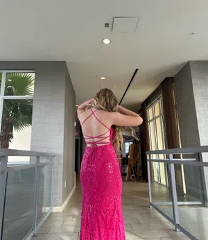 Pink Mermaid Sequin Windsor Rowena Dress thumbnail 2