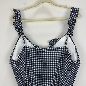 J.Crew Ruffle V Neck One Piece Gingham Swimsuit Padded Navy Retro US 24 NWT thumbnail 9