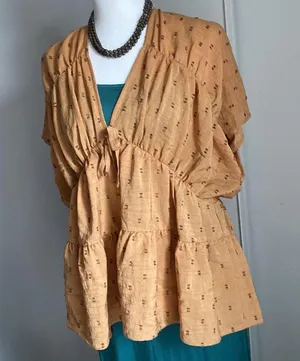 ASOS Sleeveless Front and Back V-Neck Cut Out Tiered Bohemian Textured Blouse thumbnail 2