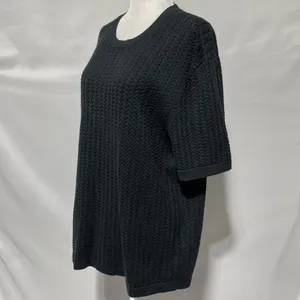 Abercrombie & Fitch Cable Knit Short Sleeve Sweater Tee Faded Black Size Large thumbnail 5