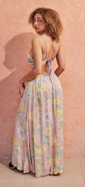 Free People NWT Wisteria Maxi Dress in light combo thumbnail 2