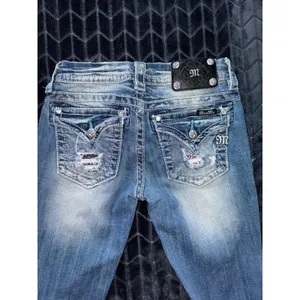 Miss Me Women's Blue Denim Embellished Low‎ Rise Signature Rise Cropped Size 25 thumbnail 3