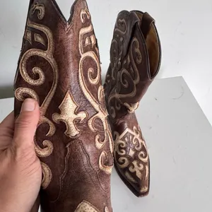 Tony Lama Y2K Floral Design Western Cowboy Boots Size 7 Brown thumbnail 4