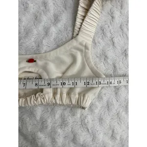 For Love & Lemons White Knit Satin Bow Straps Cut Out Coquette Bralette XS thumbnail 7