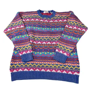 VTG Marsh Landing womens heavy vibrant stripe pattern sweater. Size L. 90s. thumbnail 1
