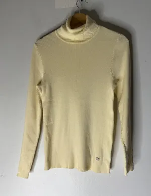 Lauren Ralph Lauren yellow‎ ribbed cotton blend turtleneck sweater top size PL thumbnail 1