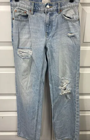 Pacsun Jordyn Low Rise Straight Jeans Blue Destroyed Light Wash 23 Baggy Cotton thumbnail 1