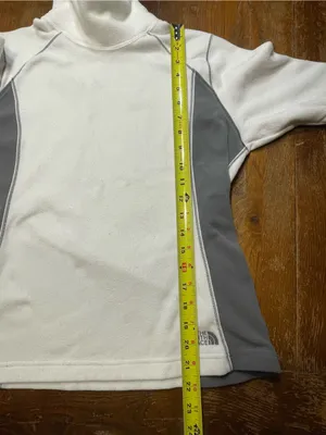 The North Face Tka Micro Women Sz M Fleece Pullover Mock Neck White Gray thumbnail 5