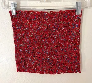 windsor red floral strapless bandeau top thumbnail 1