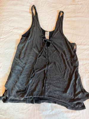 Free People We The Free Ribbed Lace Up Tank Top Washed Black Small thumbnail 1