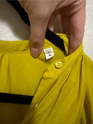DÔEN Jane Top Yellow Green Organic Cotton Viscose Blouse Size Medium thumbnail 5