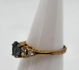 Gold Tone Blue Spinel & Clear Rhinestone Ring (4) thumbnail 3