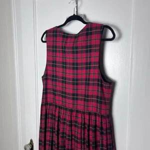 Vintage Susan Bristol Red Black Plaid Pinafore Midi Flannel Holiday Dress Size 8 thumbnail 10