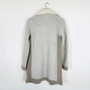 Anthropologie Sleeping on Snow Beige Sherpa Lining Coat Long Sweater thumbnail 2