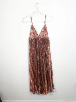 NWT Anthropologie BHLDN Maya Pleated V-Neck Midi Dress Floral XS thumbnail 4