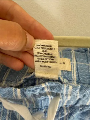 High-Waist Light Blue Striped Drawstring linen blend Shorts thumbnail 4