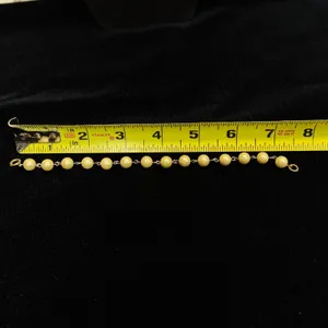 Unbranded Bracelet Set OS Gold Faux Pearl Herringbone Green Stone Bolo‎ 3pc thumbnail 5