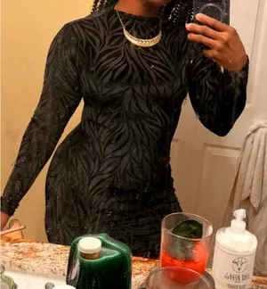 Black bodycon long sleeve dress thumbnail 1