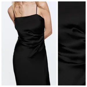 Zara Black Silk Satin Spaghetti Strap Cami Camisole Midi Tank Slip Dress Size M thumbnail 3