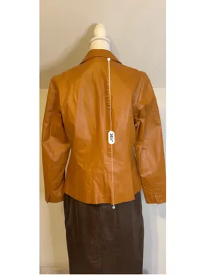 Caramel Tan Leather Jacket Size 14 blazer Coat thumbnail 5