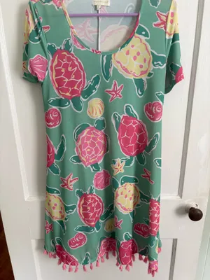 Cover-Up Simply Southern Beach S turtle fringed thumbnail 1