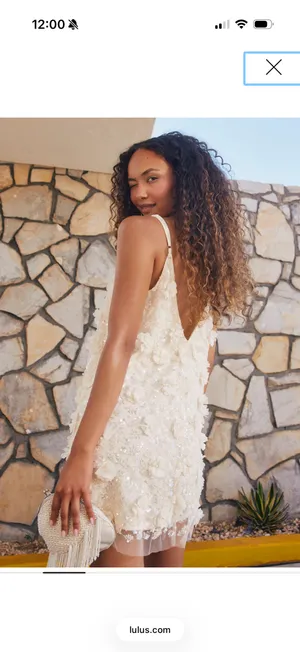 Lulus Jonesy Cream 3D Floral Sequin Mini Dress thumbnail 2