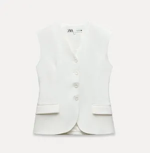 ZARA white vest top sleeveless blazer jacket thumbnail 7