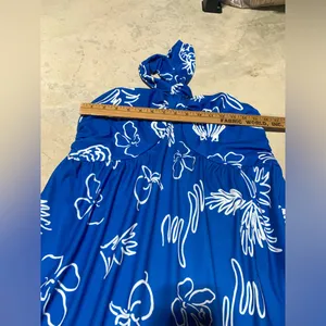 NWT Grace Karin Blue ocean Floral Halter Maxi Dress large thumbnail 6