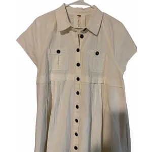 Free People Ronnie Cotton Poplin Mini Shirtdress White‎ Women's Size Small thumbnail 3