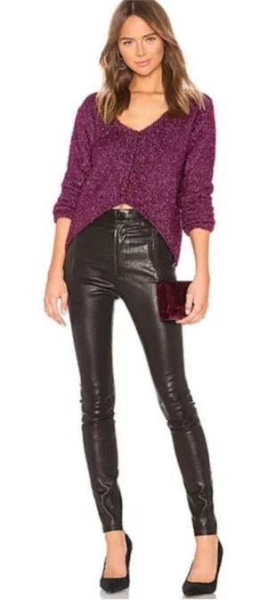 Lovers + Friends Gerona Glitter Eyelash Knit Sweater in Magenta Size‎ Medium thumbnail 1