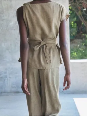 Zara Sleeveless Belted Peplum Top with Boat Neck thumbnail 8