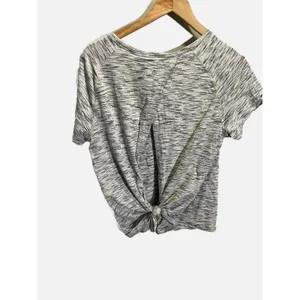 Lululemon Tie Back Top‎ Womens 10 Grey Space Dye Short Sleeve Yoga Athletic Tee thumbnail 5