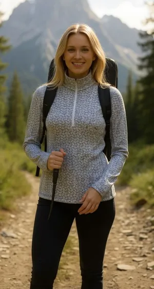 Columbia Womens Pullover Top Medium Gray‎ Geometric Print Quarter Zip Active thumbnail 1