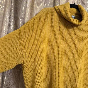 Aerie Mustard Yellow Chunky Knit Turtleneck Fall Oversized Sweater Medium thumbnail 6