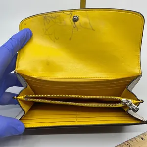 Coach Yellow White Grain Leather Wallet thumbnail 5