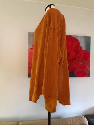 We The Free Womens Brown Ribbed Knit V-Neck Dolman Sleeve waffle Sweater Size L thumbnail 4