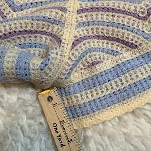 Unbranded Crochet Knit Shorts Purple Blue Scalloped Wave Boho Festival Small thumbnail 5