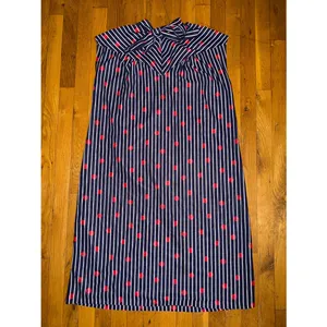 Vintage Navy Striped Polka Dot Dress Bow Neck Midi Dress Retro Sleeveless Red ML thumbnail 2